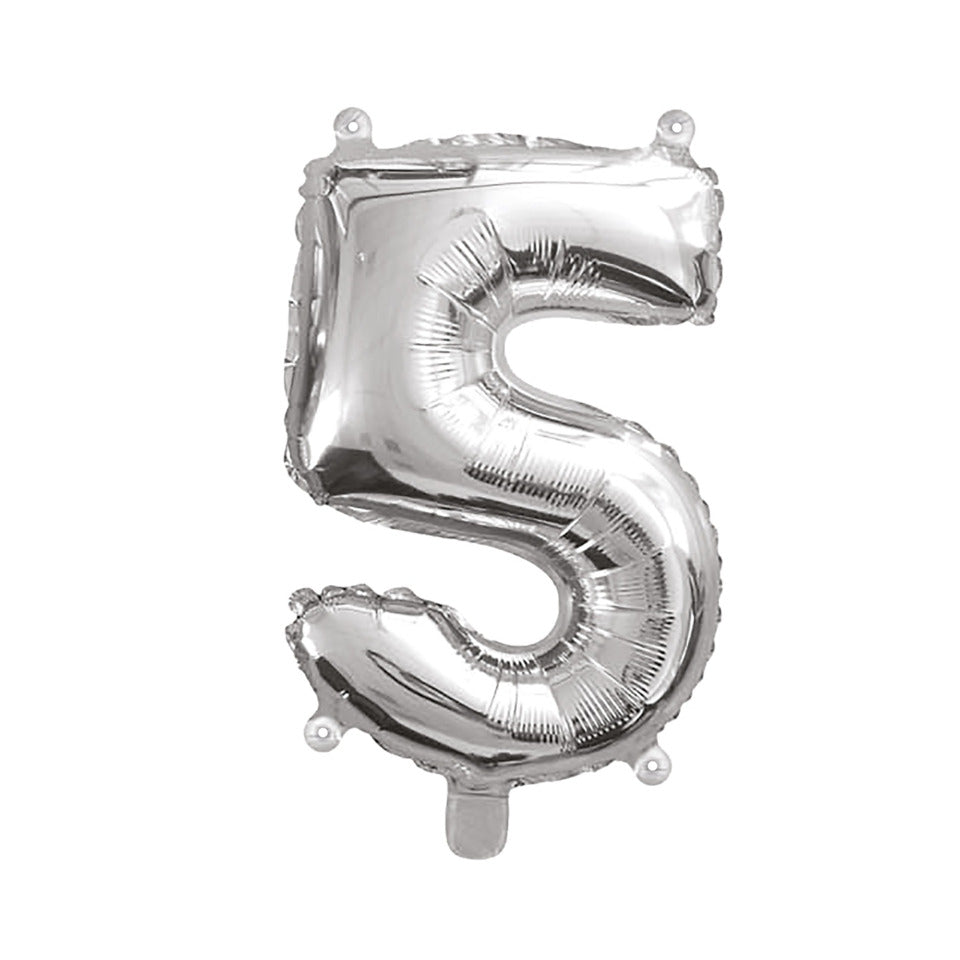 Folienballon Zahl 5, 43 cm, silber TIB 78235 TIB HEYNE 78235