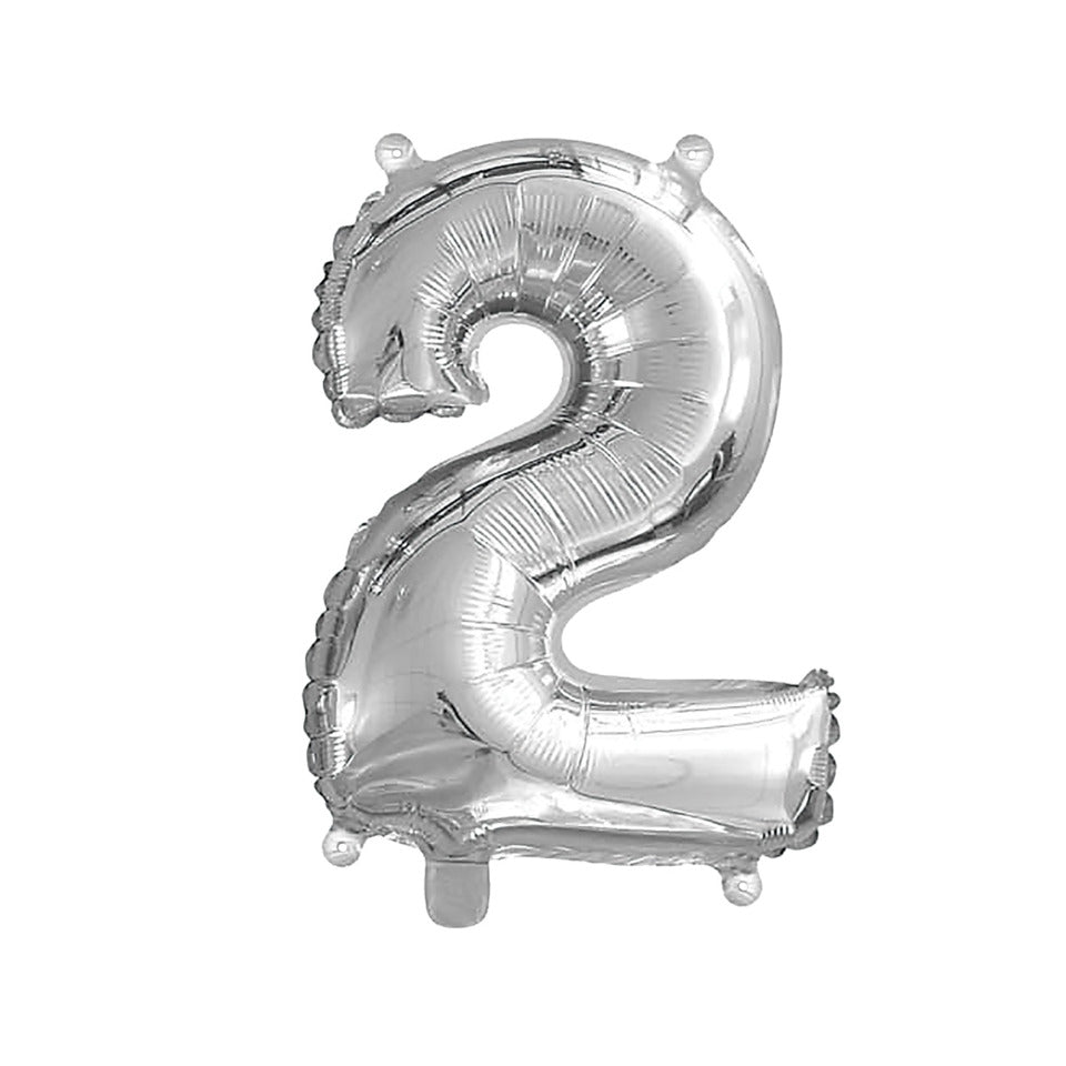 Folienballon Zahl 2, 43 cm, silber TIB 78232 TIB HEYNE 78232