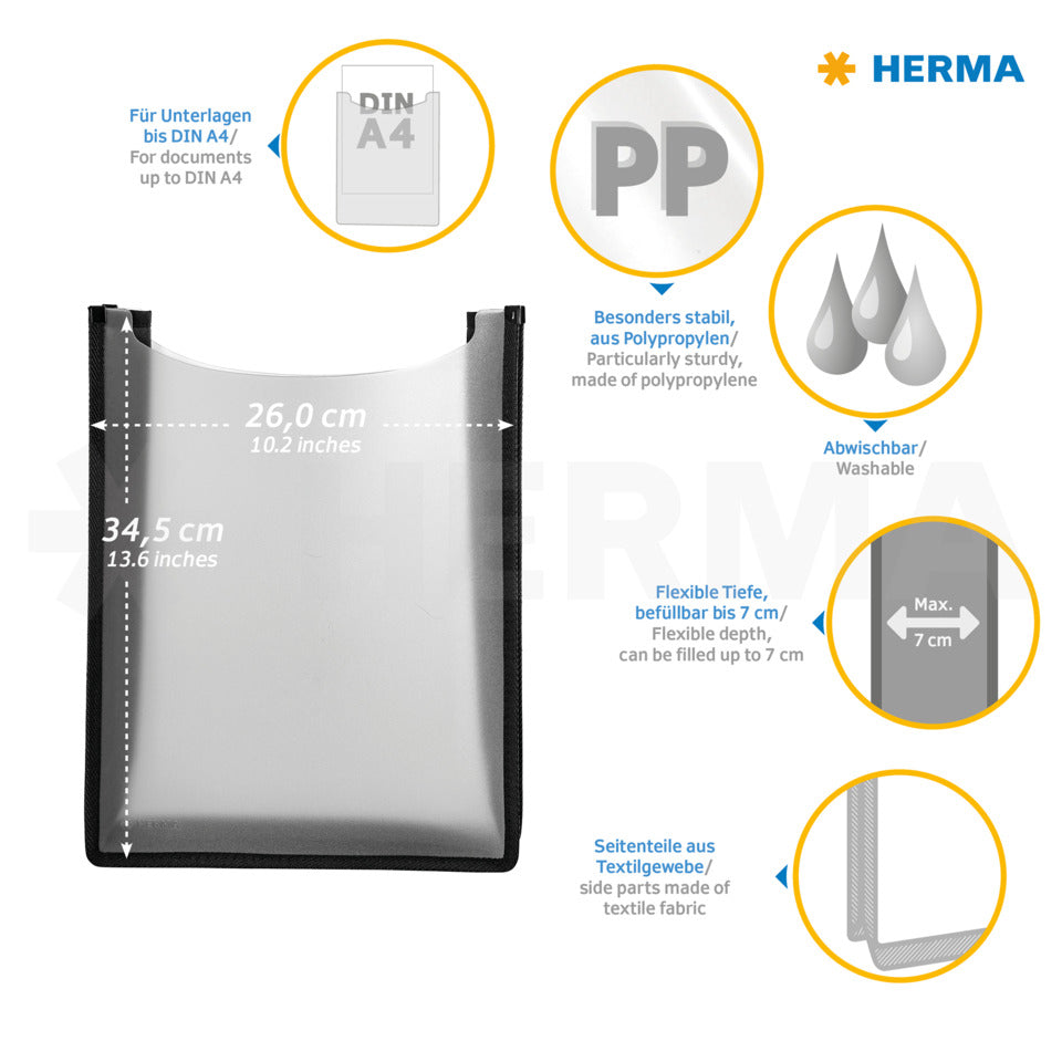 Heftbox Flexi, A4, PP, transparent dunkelblau HERMA 19481