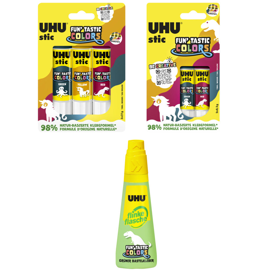 Klebepaket Stic & Flinke Flasche Funtastic Colors, 40 Stück, sortiert UHU 7010820 UHU 7010820 stic & Flinke Flasche