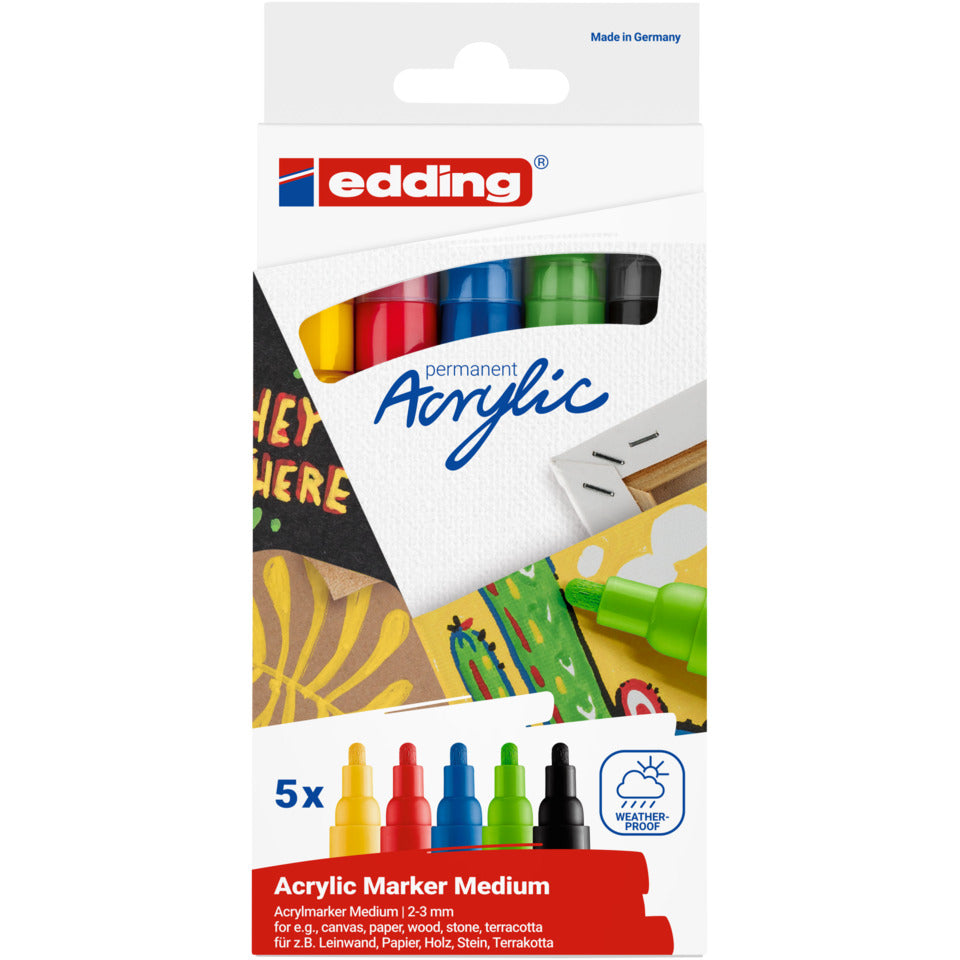 Acrylmarker 5100 Basic Set, Rundspitze, 2-3mm EDDING 5100-5 EDDING 5100-5 Rundspitze