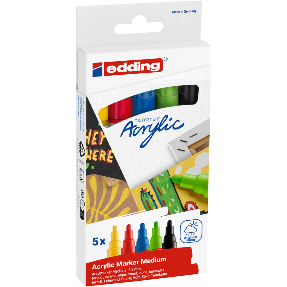 Acrylmarker 5100 Basic Set, Rundspitze, 2-3mm EDDING 5100-5 EDDING 5100-5 Rundspitze